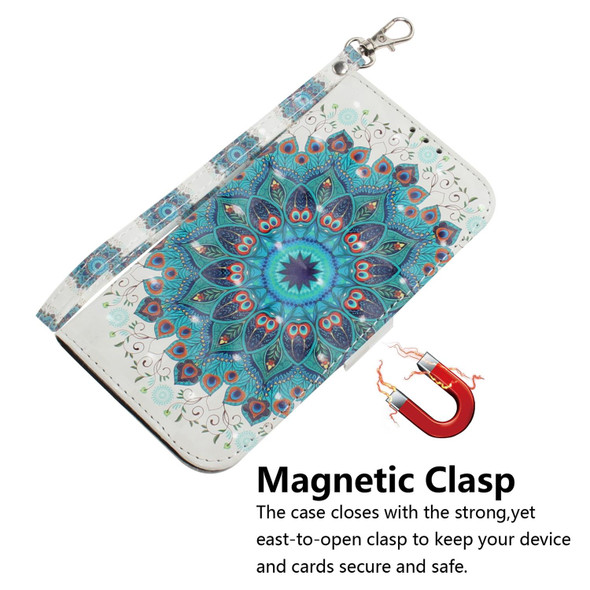 Samsung Galaxy A52 5G / 4G 3D Painted Pattern Magnetic Attraction Horizontal Flip Leather Case with Holder & Card Slot & Wallet & Lanyard(Peacock Wreath)