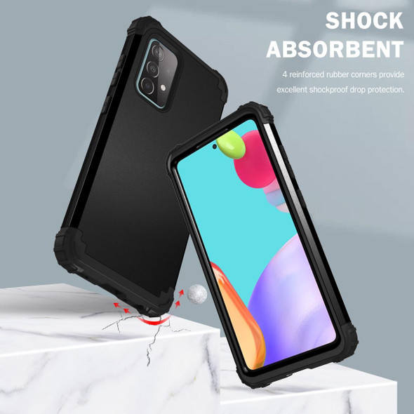 Samsung Galaxy A52 4G / 5G PC + Silicone Three-piece Shockproof Protection Case(Black)