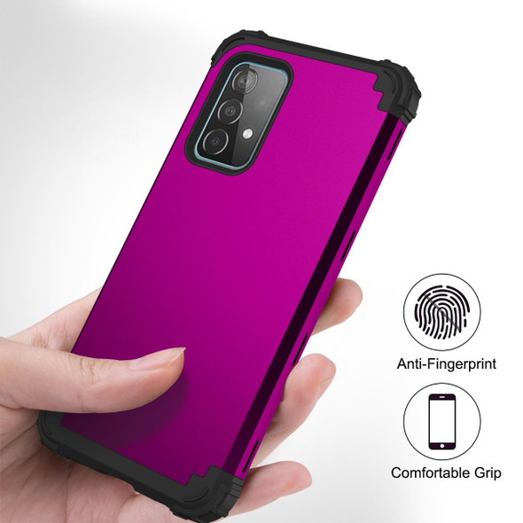 Samsung Galaxy A52 4G / 5G PC + Silicone Three-piece Shockproof Protection Case(Dark Purple+Black)