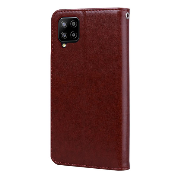 Samsung Galaxy A42 5G Rose Embossed Horizontal Flip PU Leather Case with Holder & Card Slots & Wallet(Brown)