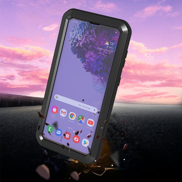 Samsung Galaxy S21+ 5G LOVE MEI Metal Shockproof Waterproof Dustproof Protective Case with Glass(Black)
