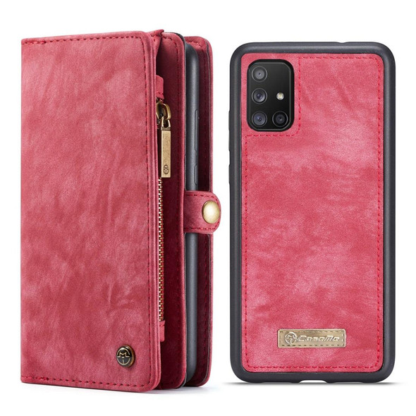 Galaxy A51 4G CaseMe-008 Detachable Multifunctional Horizontal Flip Leather Case with Card Slot & Holder & Zipper Wallet & Photo Frame(Red)