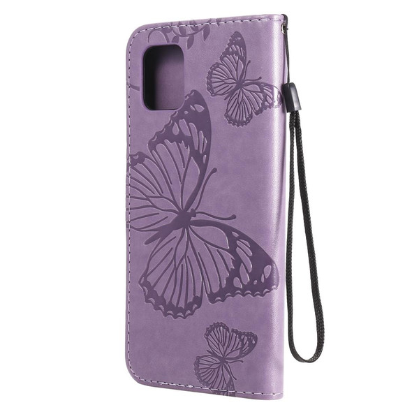 Galaxy A81 / M60s / Note10 Lite 3D Butterflies Embossing Pattern Horizontal Flip Leather Case with Holder & Card Slot & Wallet & Lanyard(Purple)