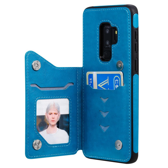 Galaxy S10 Plus Butterfly Embossing Pattern Shockproof Protective Case with Holder & Card Slots & Photo Frame(Blue)