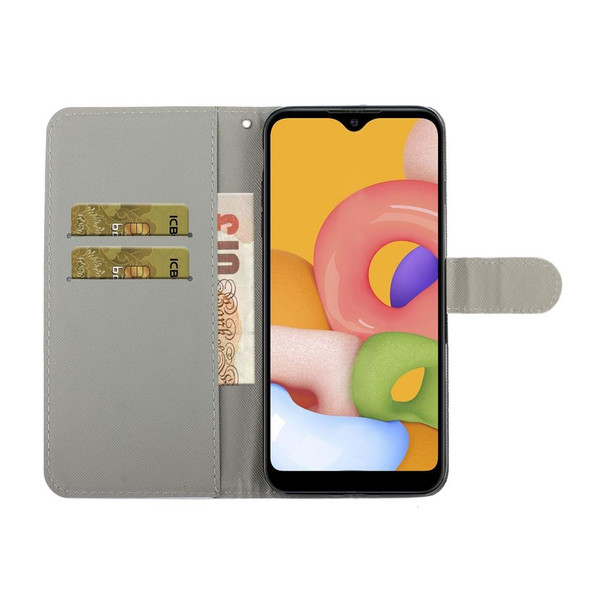 Galaxy A01 3D Colored Drawing Horizontal Flip Leather Case with Holder & Card Slot & Wallet(Screw Rose Flower)