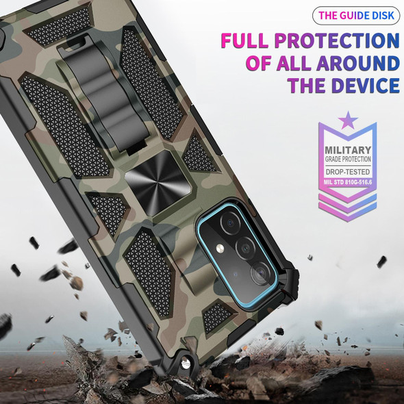 Samsung Galaxy A51 5G Camouflage Armor Shockproof TPU + PC Magnetic Protective Case with Holder(Army Green)