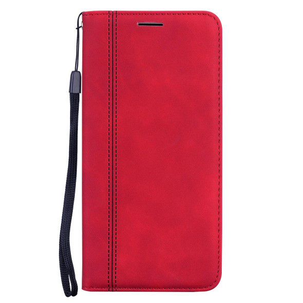 Samsung Galaxy A02 (EU Version) Frosted Business Magnetic Horizontal Flip PU Leather Case with Holder & Card Slot & Lanyard(Red)