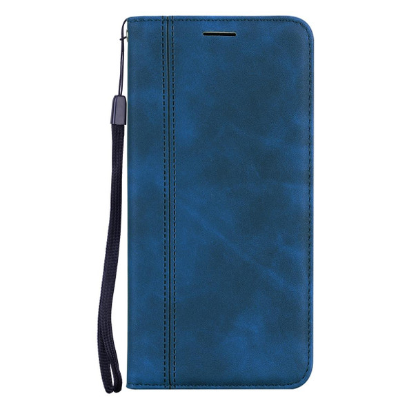 Samsung Galaxy A02 (EU Version) Frosted Business Magnetic Horizontal Flip PU Leather Case with Holder & Card Slot & Lanyard(Blue)