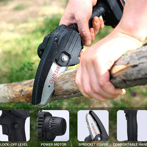 Mini Cordless Rechargeable Chainsaw for Wood Cutting & Pruning