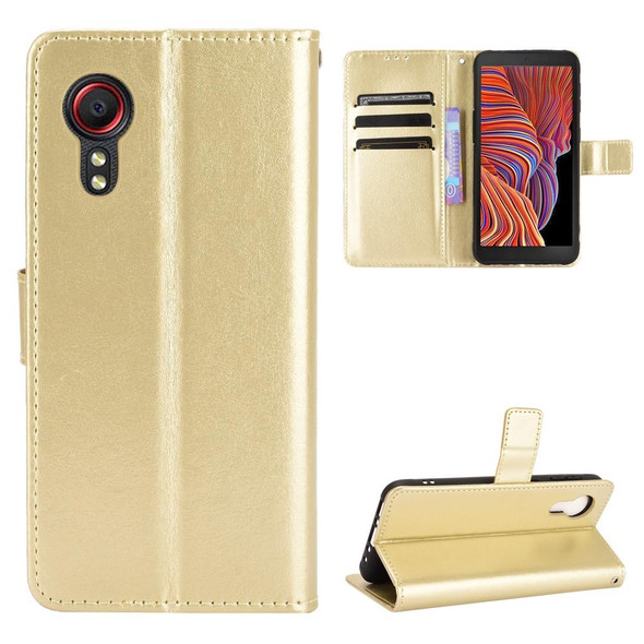 Samsung Galaxy Xcover 5 Retro Crazy Horse Texture Horizontal Flip Leather Case with Holder & Card Slots & Photo Frame(Gold)