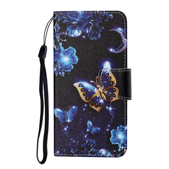 Samsung Galaxy S10 Colored Drawing Pattern Horizontal Flip Leather Case with Holder & Card Slots & Wallet & Lanyard(Moon Butterfly)