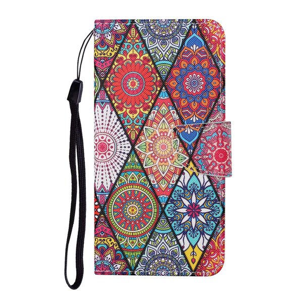 Samsung Galaxy A02s (EU Version) Colored Drawing Pattern Horizontal Flip Leather Case with Holder & Card Slots & Wallet & Lanyard(Rhombus Totem)