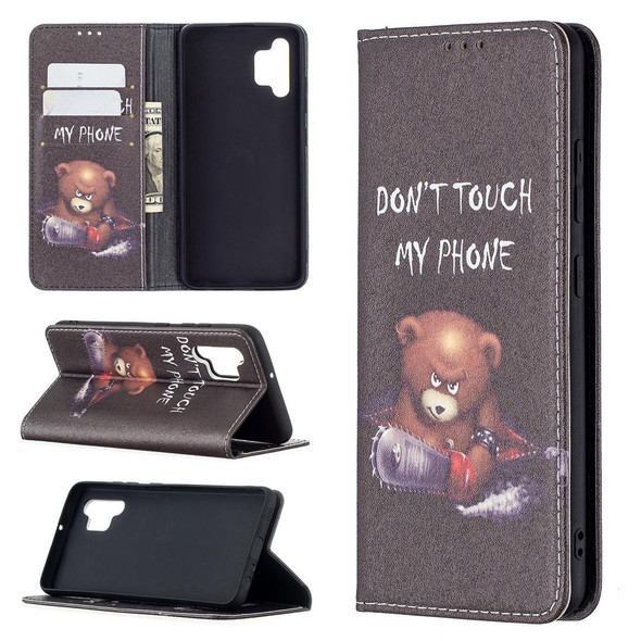 Samsung Galaxy A32 4G Colored Drawing Pattern Invisible Magnetic Horizontal Flip PU Leather Case with Holder & Card Slots & Wallet(Bear)