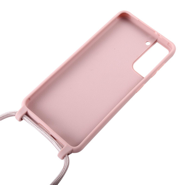 Samsung Galaxy S21+ 5G Candy Colors TPU Protective Case with Lanyard(Rose Gold)