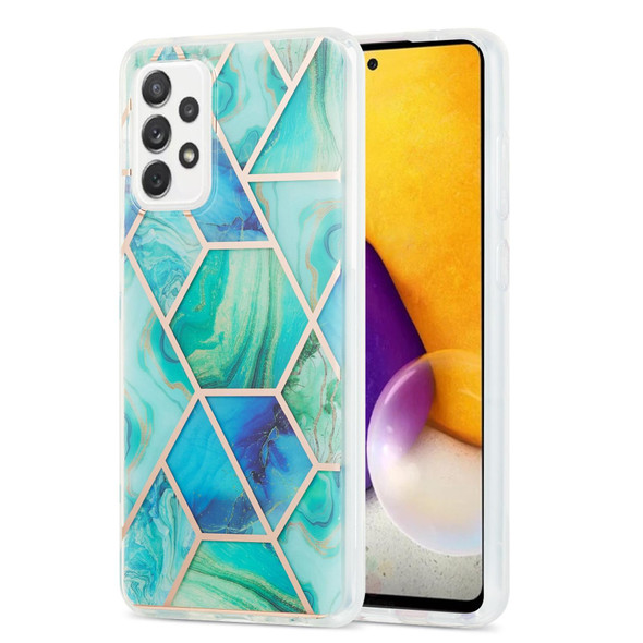 Samsung Galaxy A72 5G / 4G 3D Electroplating Marble Pattern TPU Protective Case(Green)