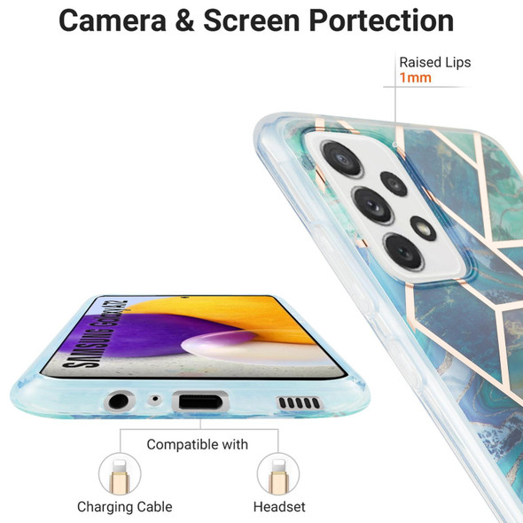 Samsung Galaxy A72 5G / 4G 3D Electroplating Marble Pattern TPU Protective Case(Blue Green)