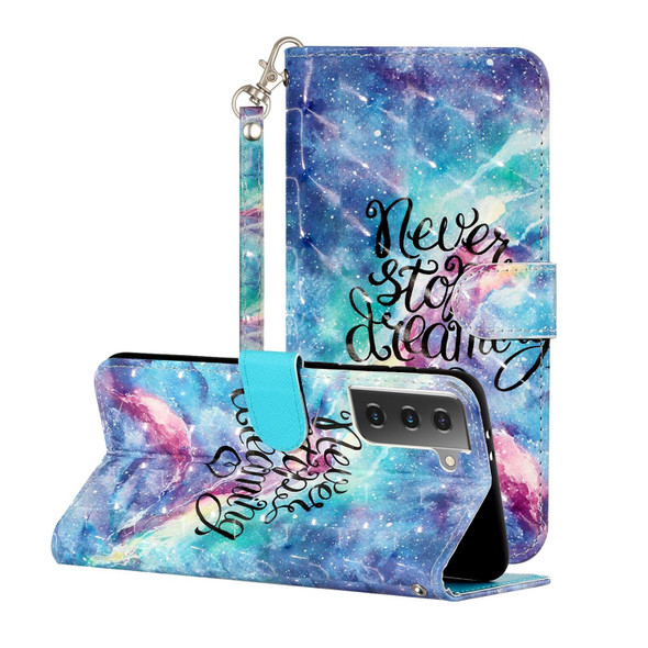 Samsung Galaxy S21+ 5G 3D Pattern Horizontal Flip Leather Case with Holder & Card Slots & Wallet & Lanyard(Blue Starry Sky)