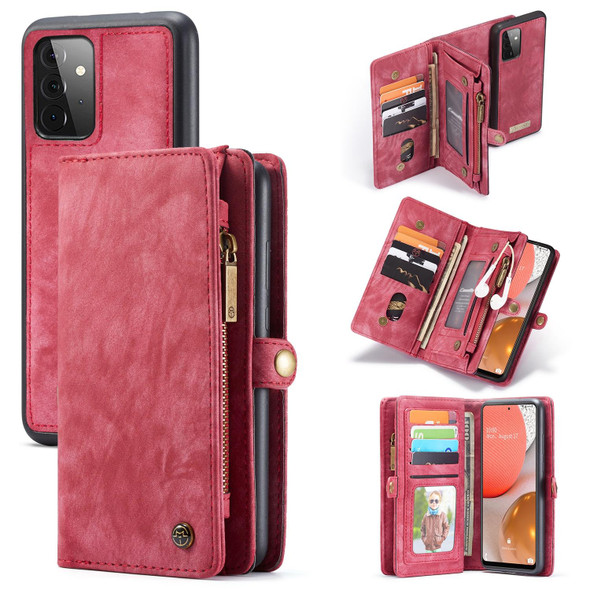 Samsung Galaxy A72 5G / 4G CaseMe Detachable Multifunctional Horizontal Flip Leather Case, with Card Slot & Holder & Zipper Wallet & Photo Frame(Red)