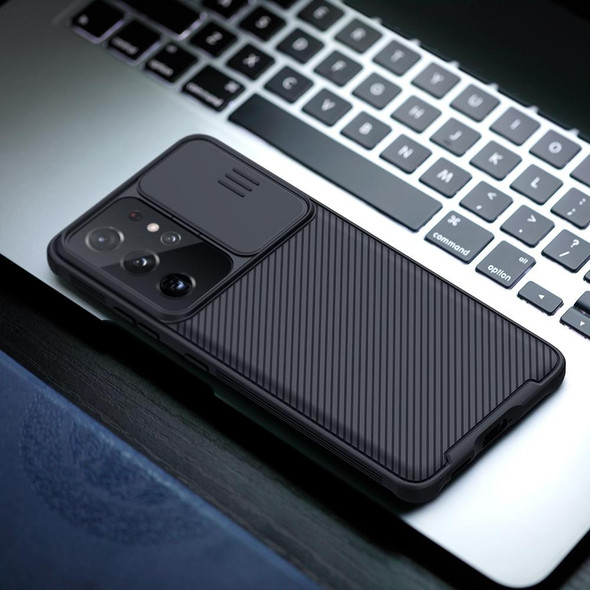 Samsung Galaxy S21 Ultra 5G NILLKIN Black Mirror Pro Series Camshield Full Coverage Dust-proof Scratch Resistant Phone Case(Black)