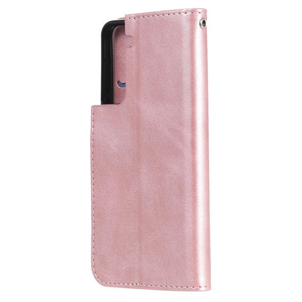 Samsung Galaxy S21 Plus 5G Fashion Calf Texture Zipper Horizontal Flip Leather Case with Holder & Card Slots & Wallet(Rose Gold)