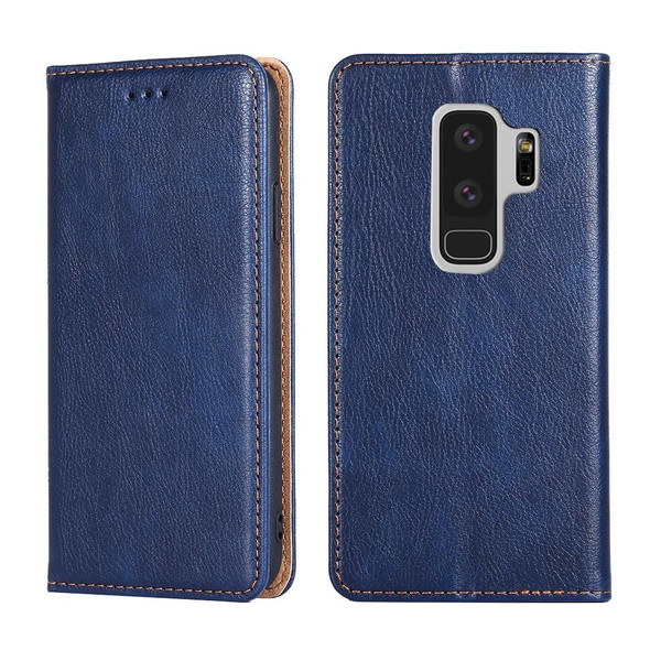 Samsung Galaxy S9+ PU + TPU Gloss Oil Solid Color Magnetic Horizontal Flip Leather Case with Holder & Card Slot & Wallet(Blue)