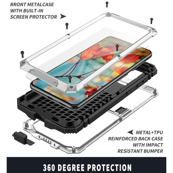 Samsung Galaxy S21+ 5G R-JUST Shockproof Waterproof Dust-proof Metal + Silicone Protective Case with Holder(Silver)