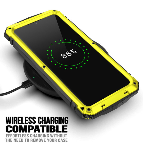 Samsung Galaxy S21+ 5G R-JUST Shockproof Waterproof Dust-proof Metal + Silicone Protective Case with Holder(Yellow)