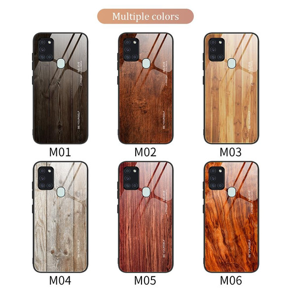 Samsung Galaxy A21s Wood Grain Glass Protective Case(M01)