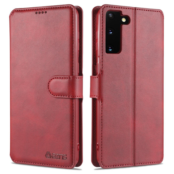 Samsung Galaxy S21+ 5G AZNS Calf Texture Horizontal Flip Leather Case with Holder & Card Slots & Wallet & Photo Frame(Red)