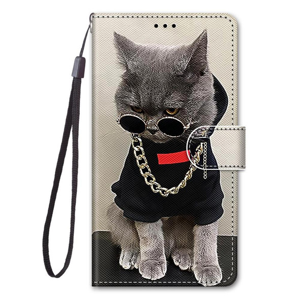 Samsung Galaxy S20+ Coloured Drawing Cross Texture Horizontal Flip PU Leather Case with Holder & Card Slots & Wallet & Lanyard(Golden Chain Grey Cat)
