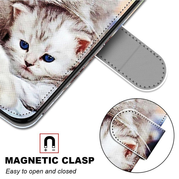 Samsung Galaxy A21s Coloured Drawing Cross Texture Horizontal Flip PU Leather Case with Holder & Card Slots & Wallet & Lanyard(Big Cat Hugging Kitten)