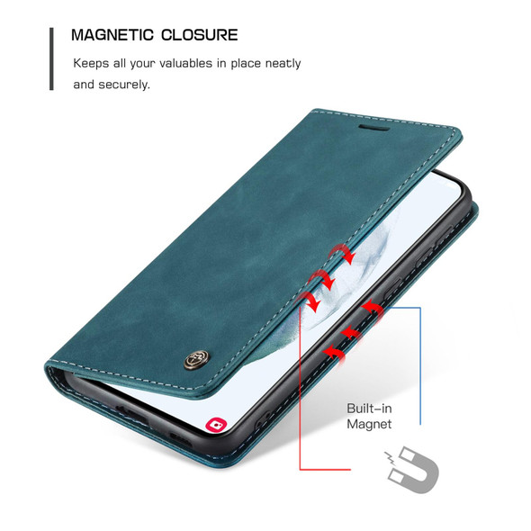 Samsung Galaxy S21+ 5G CaseMe 013 Multifunctional Horizontal Flip Leather Case with Holder & Card Slot & Wallet(Blue)