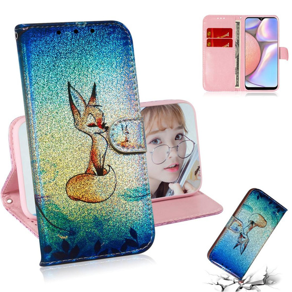 Galaxy A10s Colored Drawing Pattern Colorful Magnetic Buckle Horizontal Flip PU Leather Case with Holder & Card Slots & Wallet & Lanyard(Fox)
