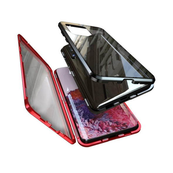 Samsung Galaxy S20+ Magnetic Metal Frame Double-sided Tempered Glass Case(Red)