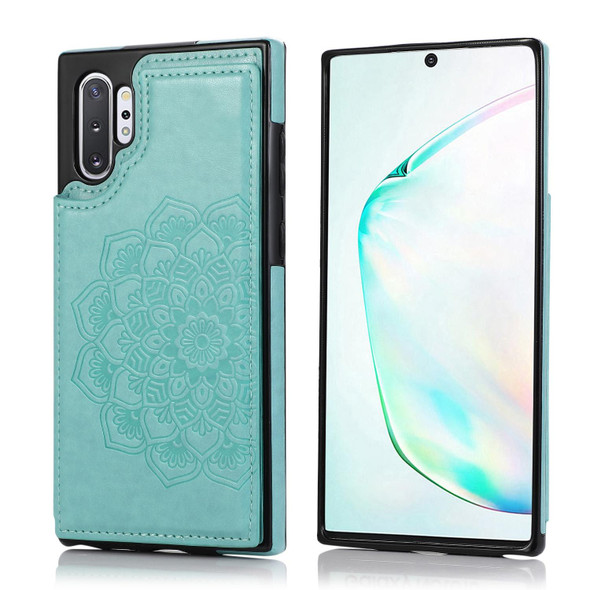 Samsung Galaxy Note 10 Plus Double Buckle Mandala Pattern PU+TPU Protective Case with Card Slots & Holder & Photo Frame(Green)