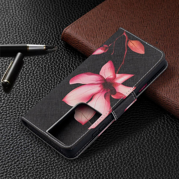 Samsung Galaxy S30 Ultra Colored Drawing Pattern Horizontal Flip Leather Case with Holder & Card Slots & Wallet(Lotus)