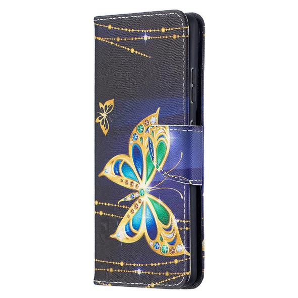 Samsung Galaxy S30 Ultra Colored Drawing Pattern Horizontal Flip Leather Case with Holder & Card Slots & Wallet(Golden Butterfly)