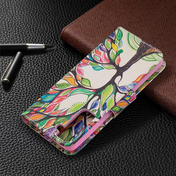 Samsung Galaxy S21+ 5G Colored Drawing Pattern Horizontal Flip Leather Case with Holder & Card Slots & Wallet(Life Tree)