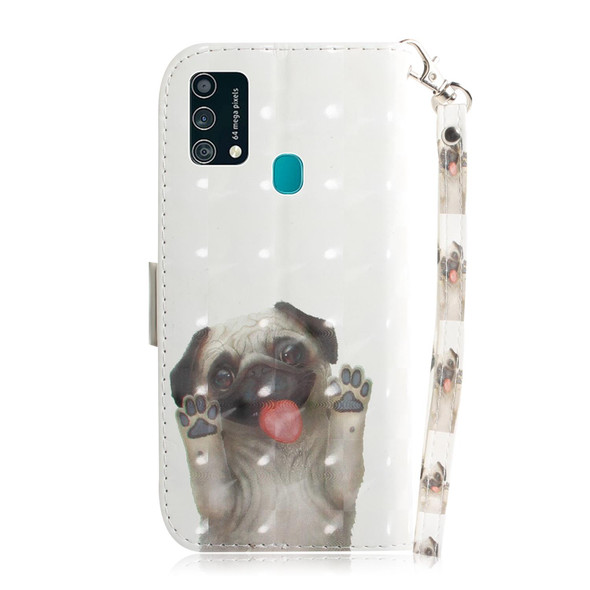 Samsung Galaxy F41 3D Colored Drawing Horizontal Flip Leather Case with Holder & Card Slots & Wallet & Lanyard(Pug)