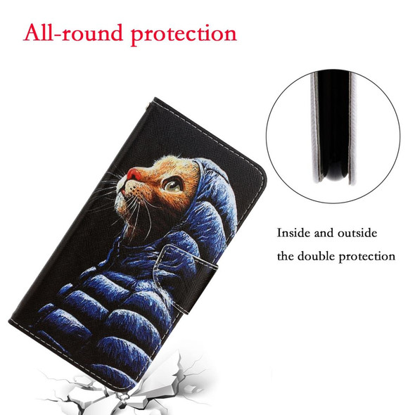 Galaxy S10 3D Colored Drawing Horizontal Flip PU Leather Case with Holder & Card Slots & Wallet(Down Jacket Cat)