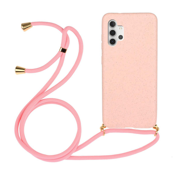 Samsung Galaxy A32 5G Wheat Straw Material + TPU Protective Case with Lanyard(Pink)