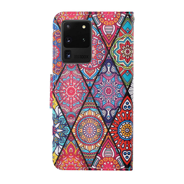 Samsung Galaxy S20 Ultra Colored Drawing Pattern Horizontal Flip Leather Case with Holder & Card Slots & Wallet & Lanyard(Rhombus Totem)