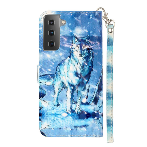 Samsung Galaxy S21+ 5G 3D Pattern Horizontal Flip Leather Case with Holder & Card Slots & Wallet & Lanyard(Snow Wolf)