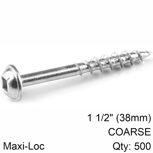 KREG ZINC POCKET HOLE SCREWS 38MM 1.50' #8 COARSE THREAD MX LOC 500CT