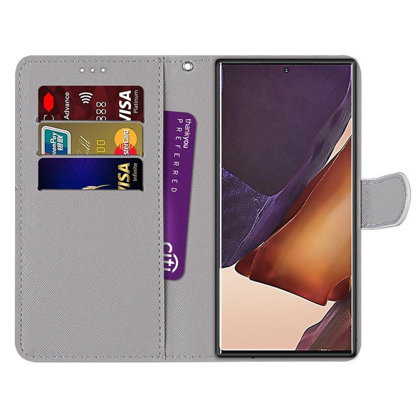 Samsung Galaxy Note20 Ultra Coloured Drawing Cross Texture Horizontal Flip PU Leather Case with Holder & Card Slots & Wallet & Lanyard(Pink Green Needles)