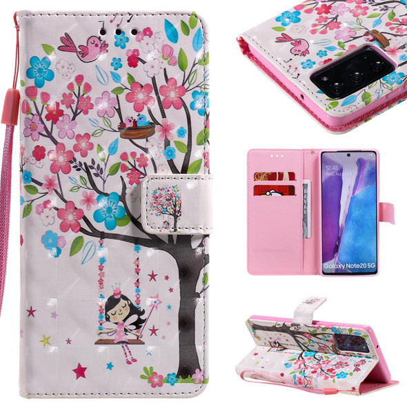Samsung Galaxy Note 20 3D Painting Horizontal Flip Leather Case with Holder & Card Slot & Lanyard(Girl Under The Tree)