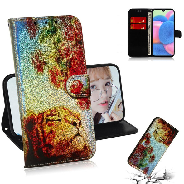 Galaxy A50s Colored Drawing Pattern Colorful Magnetic Buckle Horizontal Flip PU Leather Case with Holder & Card Slots & Wallet & Lanyard(Tiger Rose)