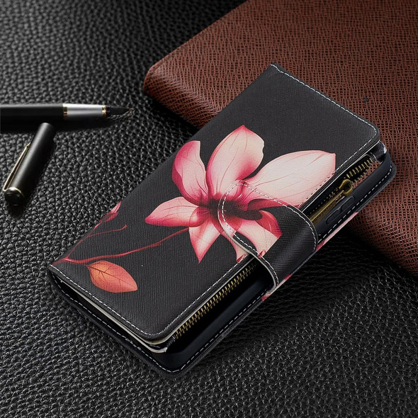 Samsung Galaxy S30 Ultra Colored Drawing Pattern Zipper Horizontal Flip Leather Case with Holder & Card Slots & Wallet(Lotus)