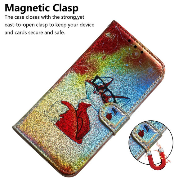 Colored Drawing Pattern Colorful Magnetic Buckle Horizontal Flip PU Leatherette Case with Holder & Card Slots & Wallet & Lanyard - Galaxy S9+(Glasses Fox)