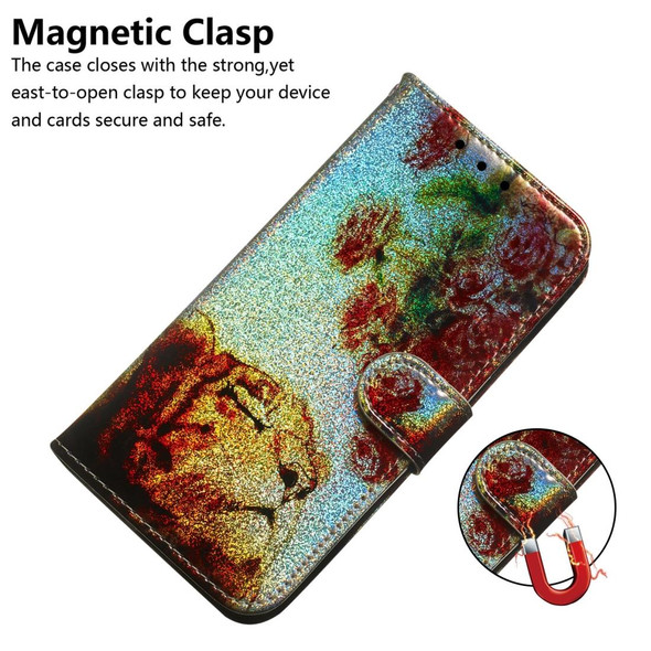 Colored Drawing Pattern Colorful Magnetic Buckle Horizontal Flip PU Leatherette Case with Holder & Card Slots & Wallet & Lanyard - Galaxy S8(Tiger Rose)